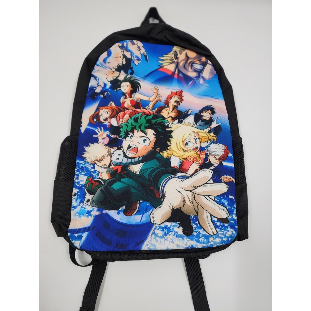 My Hero Academia Backpack Deku All Might Anime School Bag Black Graphic Print